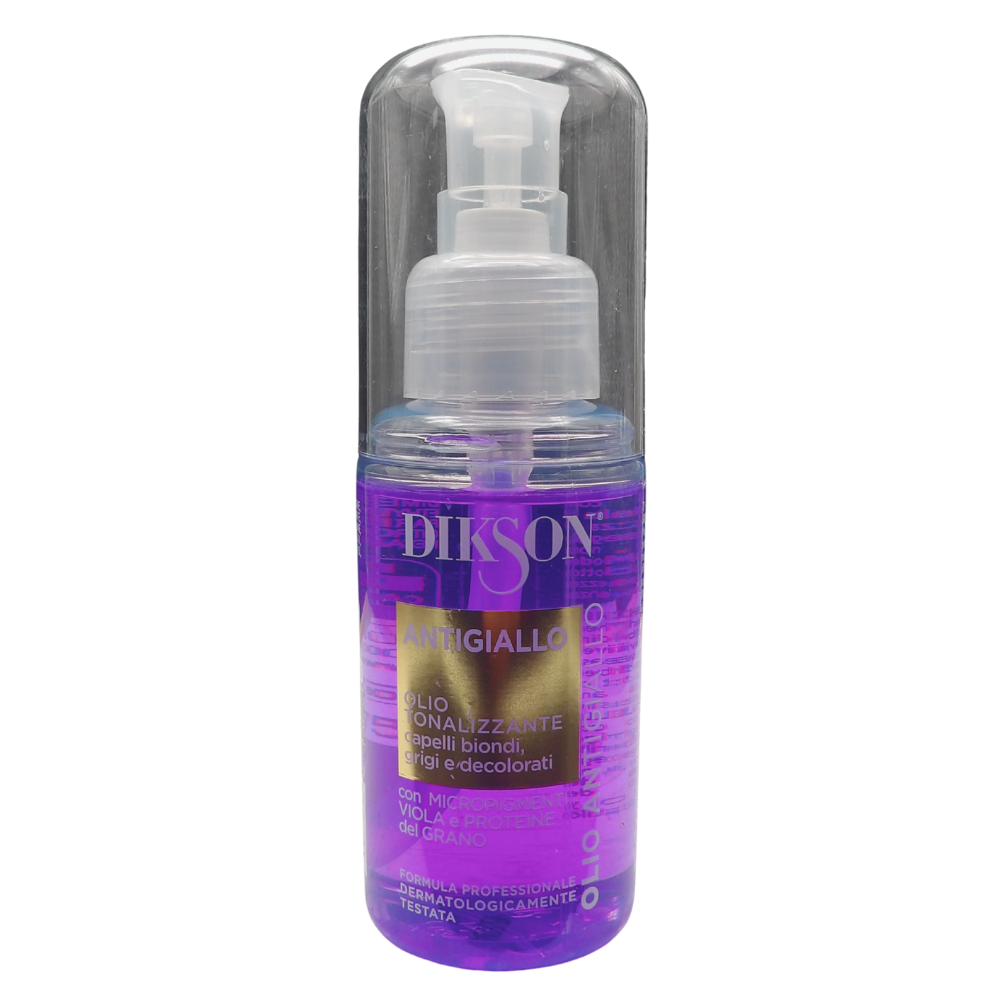 DIKSON Olio Tonalizzante ANTIGIALLO, Per Capelli Biondi, Grigi e Decolorati. Con Micropigmenti Viola e Proteine Del Grano 75ml