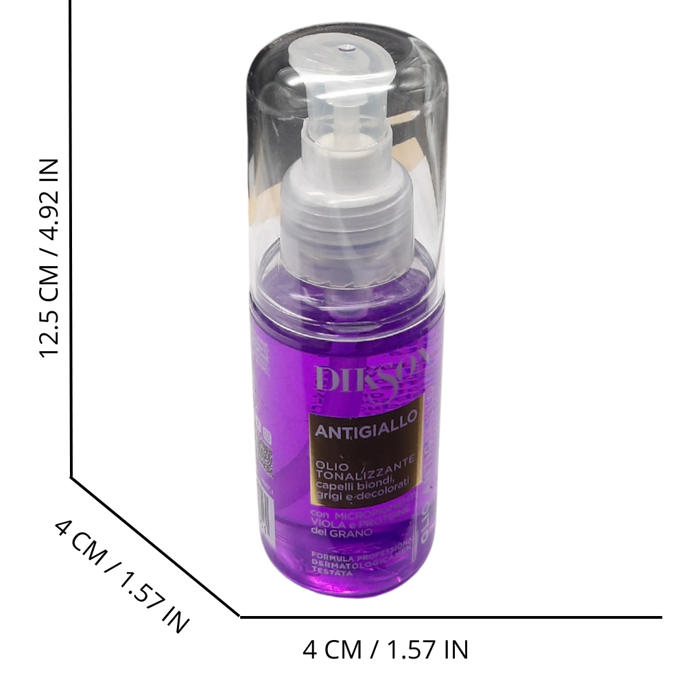 DIKSON Olio Tonalizzante ANTIGIALLO, Per Capelli Biondi, Grigi e Decolorati. Con Micropigmenti Viola e Proteine Del Grano 75ml