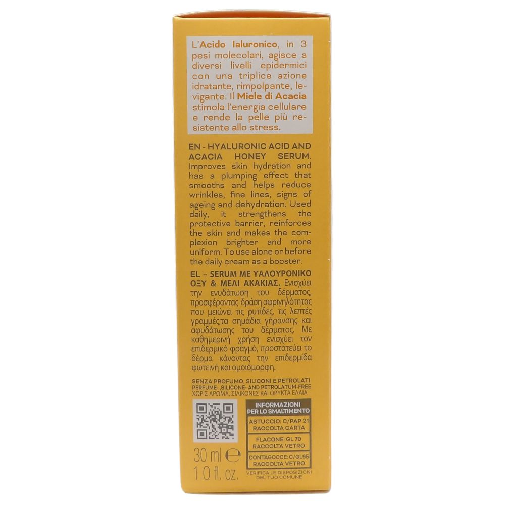 CERA DI CUPRA, Hydra Serum - Siero Acido Ialuronico e Miele di Acacia, Rimpolpa e Risveglia nell'Immediato la Luminosità del Viso, Dermatologicamente Testato, 30 ml