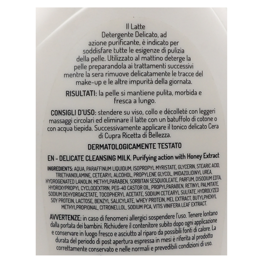 CERA DI CUPRA, Latte Detergente Delicato Purificante Estratto di Miele 200ml