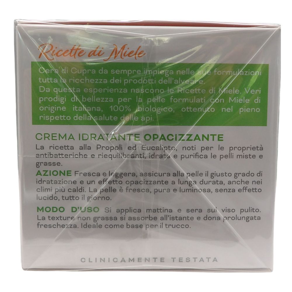 CERA DI CUPRA, Crema Idratante OPACIZZANTE Per Pelli Miste o Grasse. Con Propoli Ed Eucalipto, Note Per Le Proprietà Antibatteriche e Riequilibranti, Idrata e Purifica 50ml
