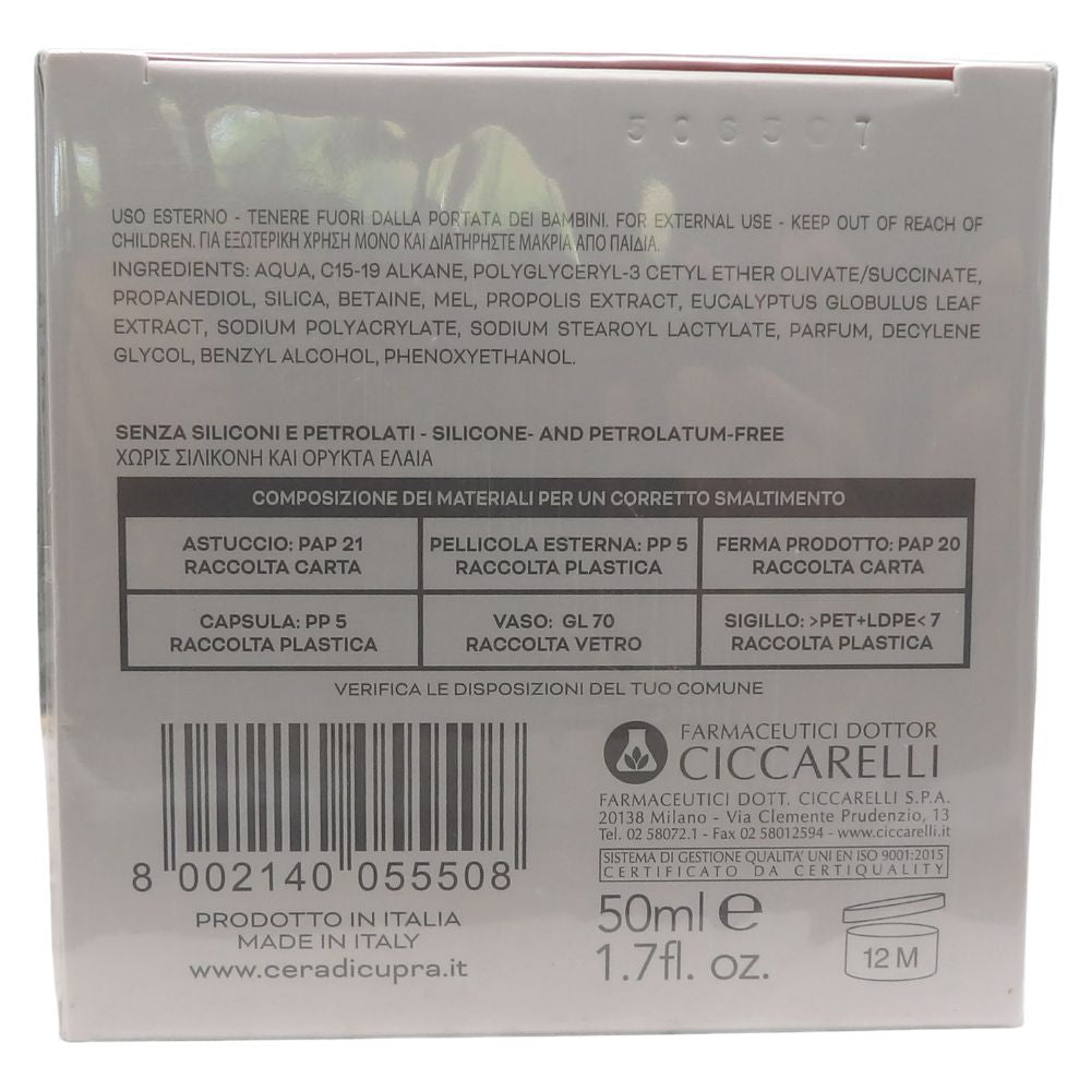 CERA DI CUPRA, Crema Idratante OPACIZZANTE Per Pelli Miste o Grasse. Con Propoli Ed Eucalipto, Note Per Le Proprietà Antibatteriche e Riequilibranti, Idrata e Purifica 50ml