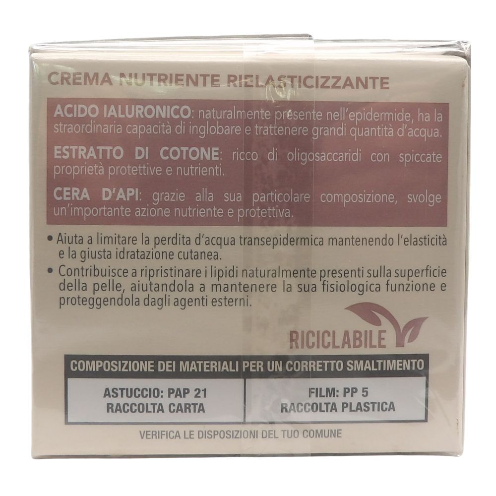 CERA DI CUPRA, Crema Viso NUTRIENTE RIELASTICIZZANTE Con Acido Ialuronico Ed Estratto Di Cotone. Per Pelli Normali 50ml