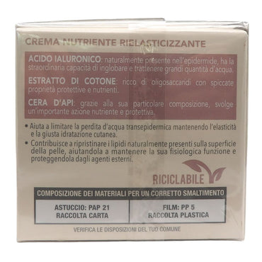 CERA DI CUPRA, Crema Viso NUTRIENTE RIELASTICIZZANTE Con Acido Ialuronico Ed Estratto Di Cotone. Per Pelli Normali 50ml