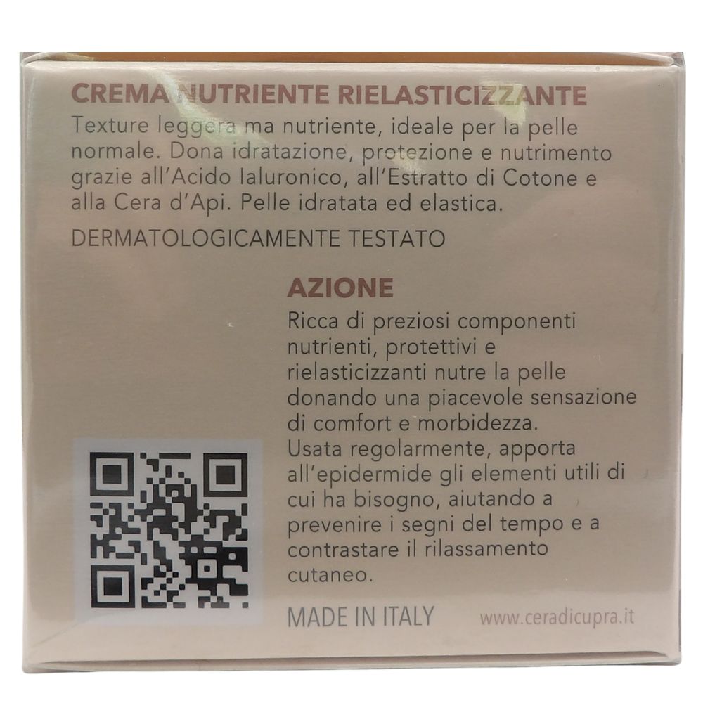 CERA DI CUPRA, Crema Viso NUTRIENTE RIELASTICIZZANTE Con Acido Ialuronico Ed Estratto Di Cotone. Per Pelli Normali 50ml