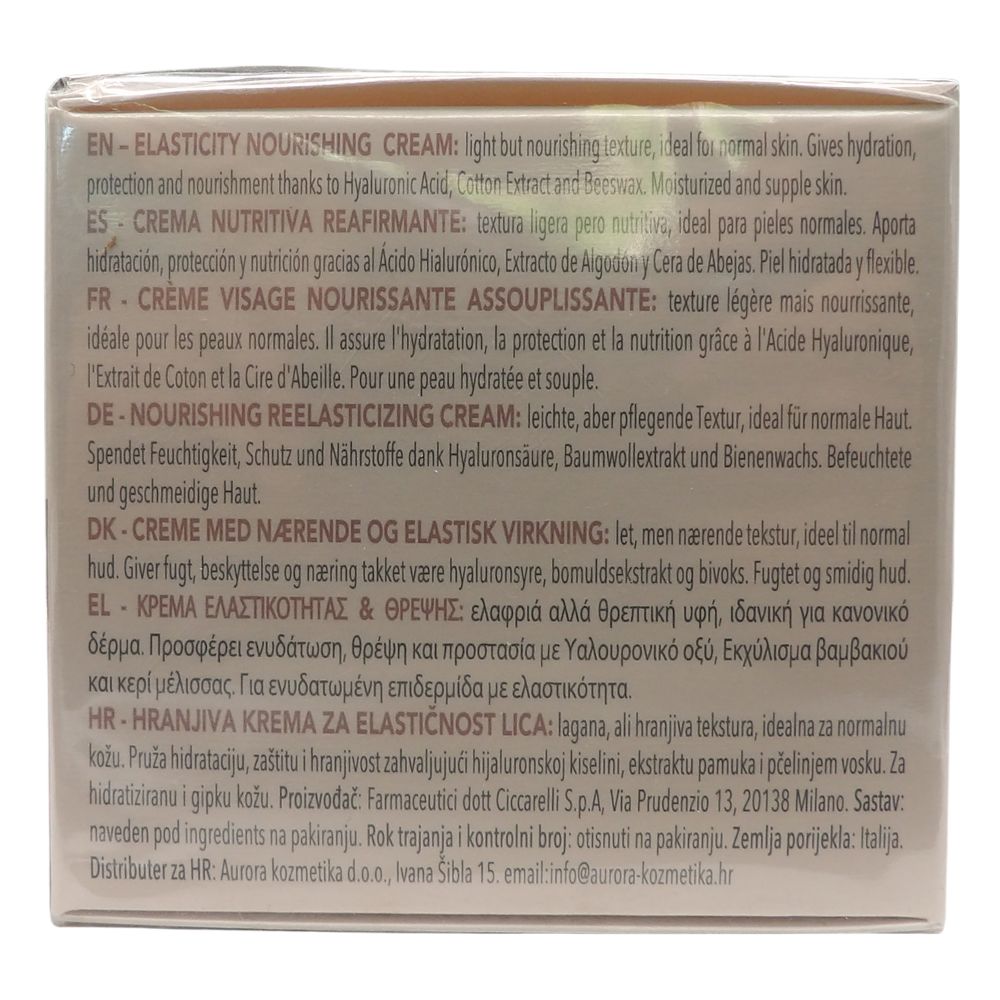 CERA DI CUPRA, Crema Viso NUTRIENTE RIELASTICIZZANTE Con Acido Ialuronico Ed Estratto Di Cotone. Per Pelli Normali 50ml