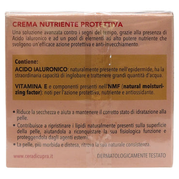 CERA DI CUPRA, Crema Viso NUTRIENTE PROTETTIVA Con Estratto Di Miele e Acido Ialuronico, Per Pelli Secche. Riduce La Secchezza e Aiuta a Mantenere Il Corretto Stato Di Idratazione 50ml