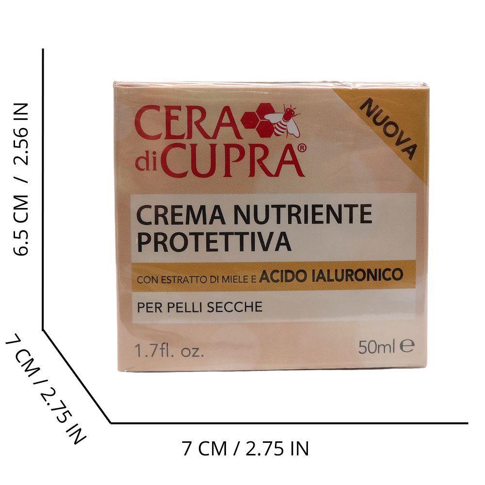 CERA DI CUPRA, Crema Viso NUTRIENTE PROTETTIVA Con Estratto Di Miele e Acido Ialuronico, Per Pelli Secche. Riduce La Secchezza e Aiuta a Mantenere Il Corretto Stato Di Idratazione 50ml