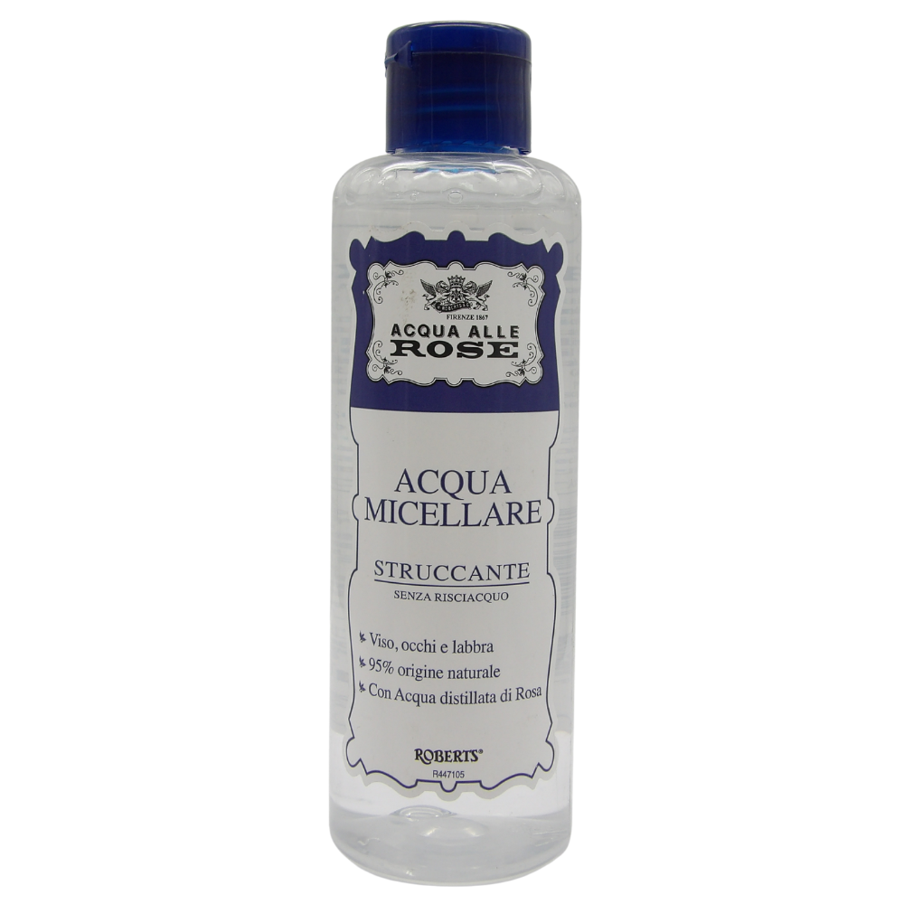 Acqua alle Rose Acqua Micellare Struccante, Detergente Viso Pelli Normali per Viso, Occhi e Labbra, Ingredienti di Origine Naturale, Senza Risciacquo, Senza Parabeni e Saponi, 200 ml