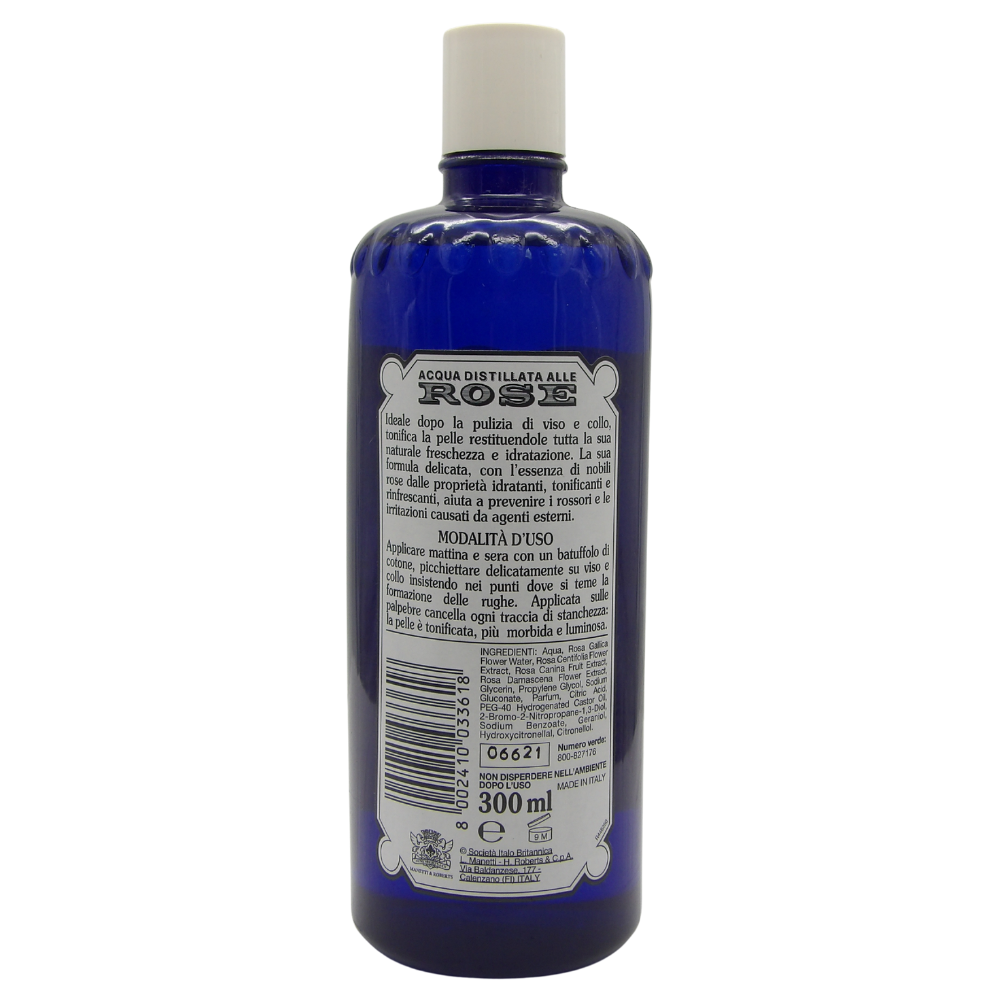 Acqua alle Rose, Tonico Viso con Acqua Distillata Alle Rose - Formula Rinfrescante con Proprietà Idratanti e Tonificanti, Rende la Pelle Giovane ed Elastica - Flacone da 300 ml