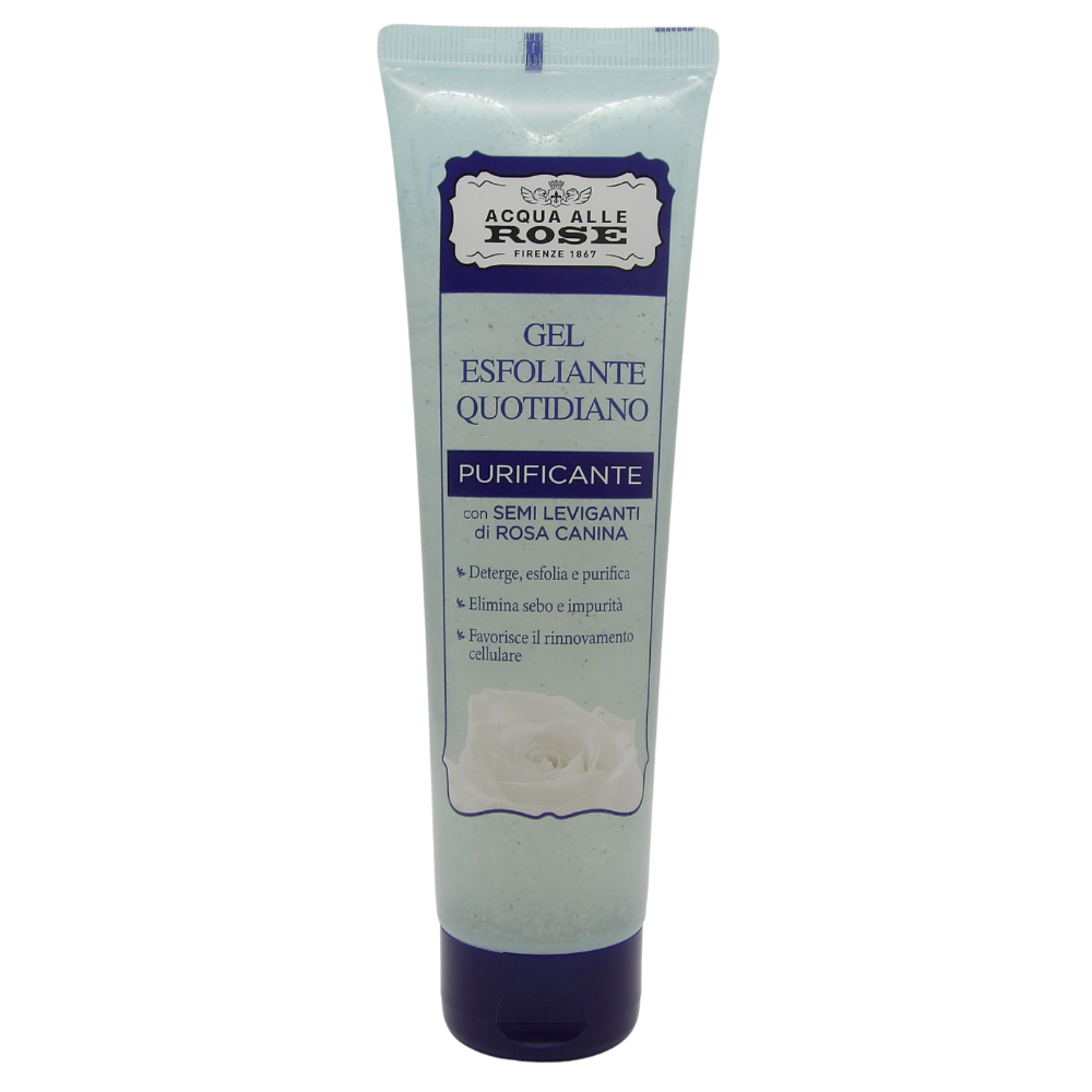 Acqua alle Rose Gel Esfoliante Quotidiano Purificante, Scrub Viso Delicato Con Ingredienti Naturali, Deterge, Esfolia E Purifica, Per Una Pelle Liscia E Luminosa, 150 ml