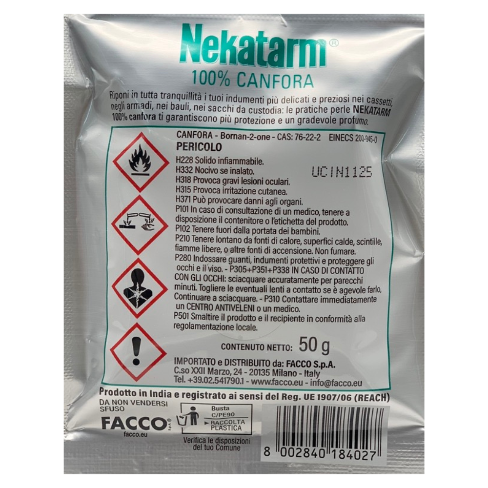 NEKATARM 100% canfora protezione agli indumenti 50g
