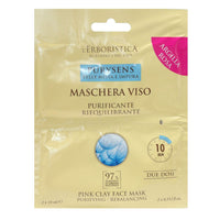 L'ERBORISTICA di Athena's, Maschera In Crema Viso PURYSENS Per Pelli Miste e Impure, Purificante e Riequilibrante. All'Argilla Rosa, Confezione Da 2 Dosi x 10ml