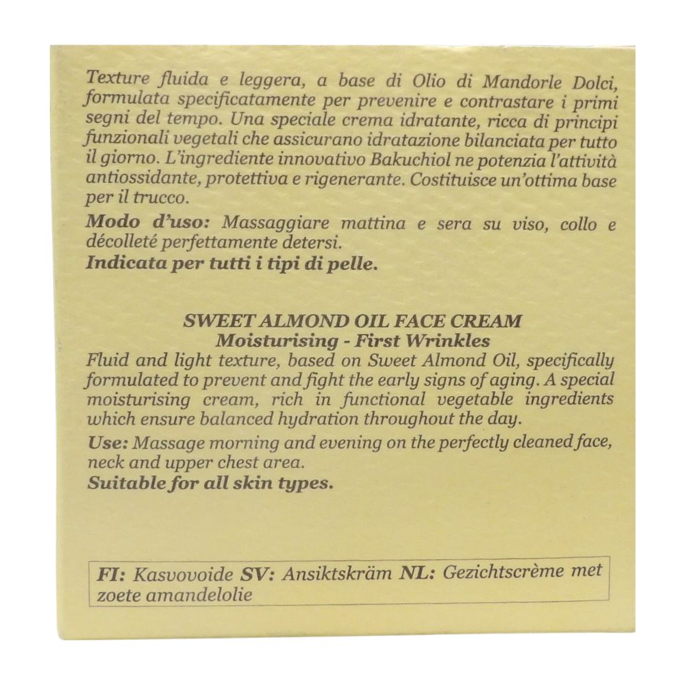 L'ERBORISTICA di Athena's, Crema Viso, Prime Rughe, Idratante. Olio di Mandorle Dolci. 97% Ingredienti di Origine Naturale 50ml