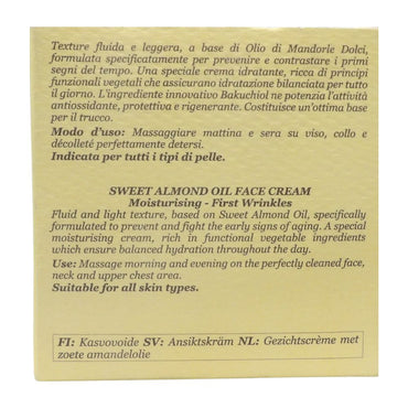 L'ERBORISTICA di Athena's, Crema Viso, Prime Rughe, Idratante. Olio di Mandorle Dolci. 97% Ingredienti di Origine Naturale 50ml