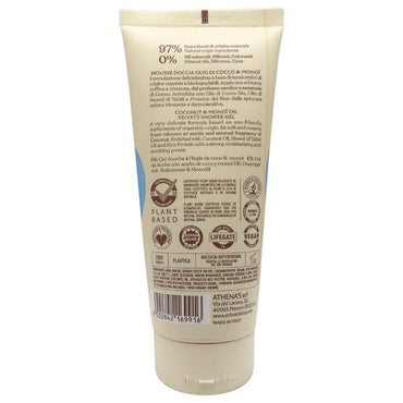 L'ERBORISTICA Athena's, Mousse Doccia, Vellutante e Idratante. Olio di Cocco 97% origine naturale 200ml