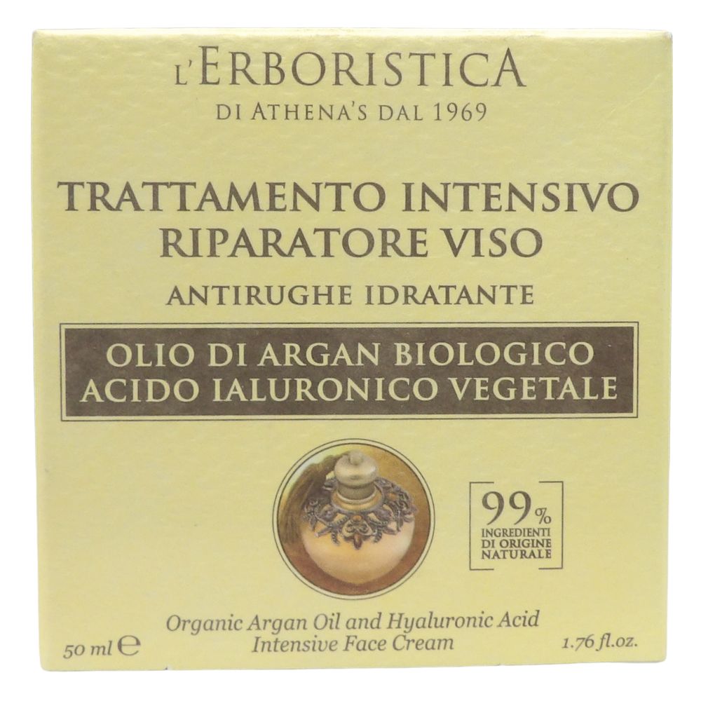 L'ERBORISTICA Athena's - Crema Viso Antirughe - Acido Ialuronico Viso con Olio di Argan, Burro di Karité, Olio di Jojoba e Ginko Biloba - Crema Idratante Viso per Pelle Mista - 50 ml
