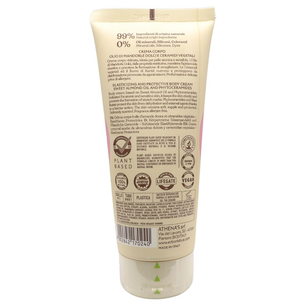 L'ERBORISTICA Athena's – Crema Corpo Profumata, Elasticizzante e Protettiva - Crema Corpo Idratante con Olio di Mandorle Dolci – 200 ml