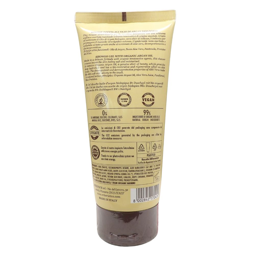 L'ERBORISTICA di Athena's - Mousse Doccia Vellutante All'OLIO DI ARGAN BIOLOGICO 200ml