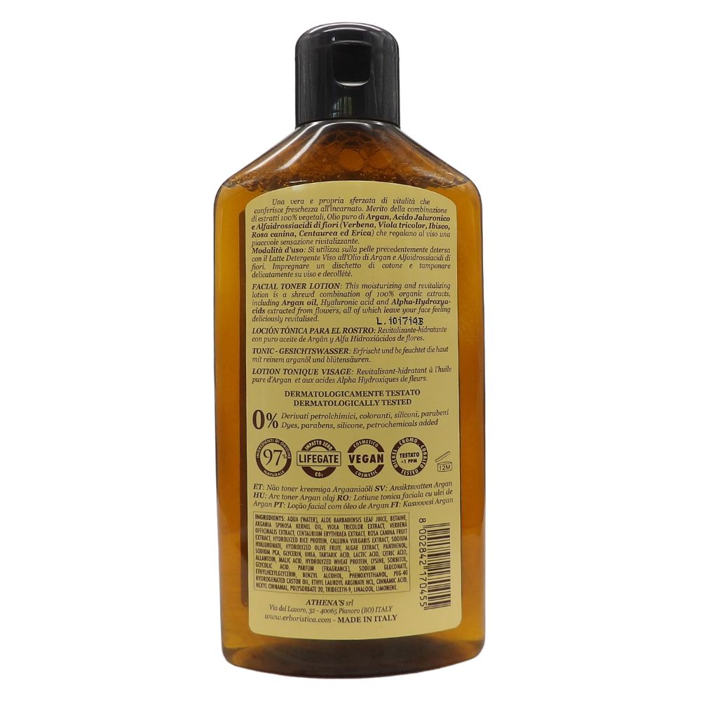 L'ERBORISTICA di Athena's - Lozione tonica viso all'olio di argan e alfaidrossiacidi dei fiori 200 ml