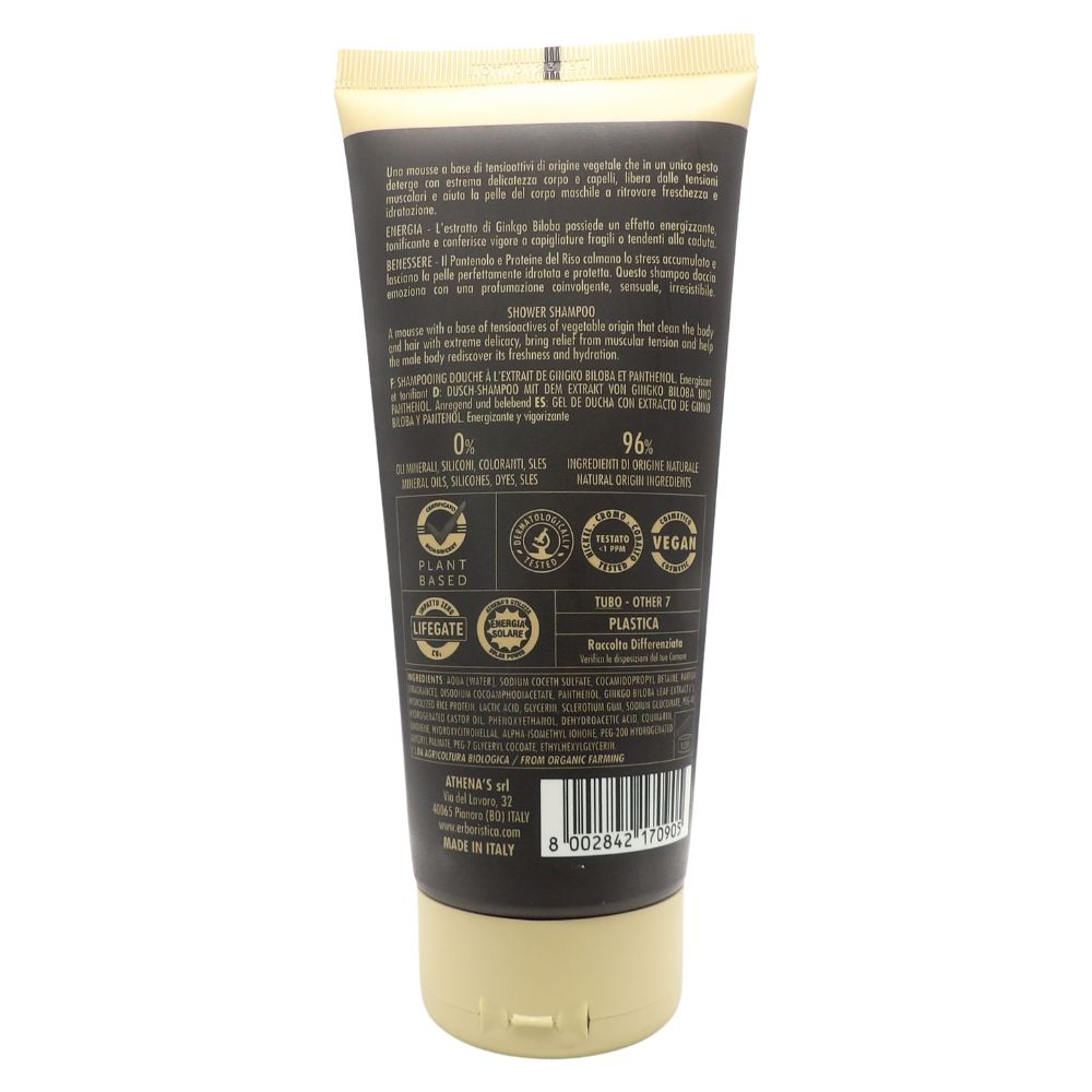 L'ERBORISTICA di Athena's, Shampoo Doccia Energizzante Rinvigorente Uomo, 200 ml