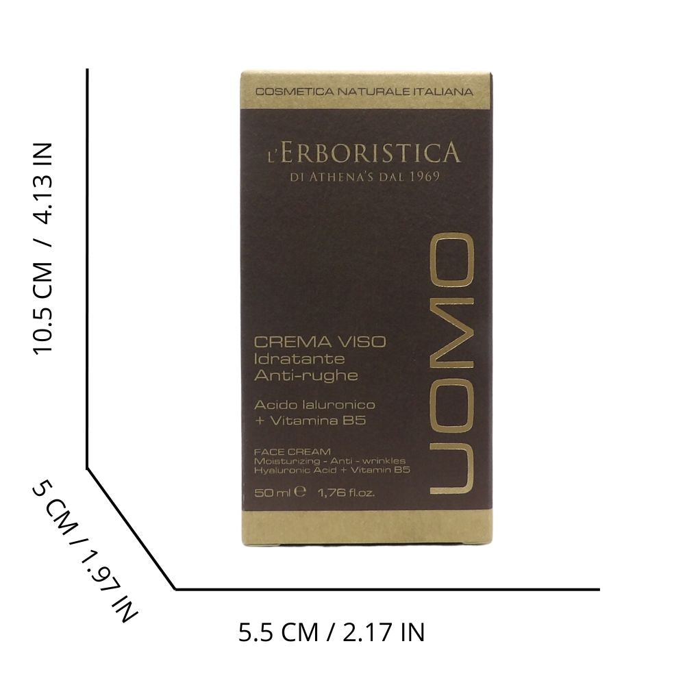 L'ERBORISTICA di Athena's, Crema Viso IDRATANTE ANTI-RUGHE, Con Acido Ialuronico e Vitamina B5. Dona Alla Pelle Del Viso Un Aspetto Tonico, Riposato e Rivitalizzato 50ml