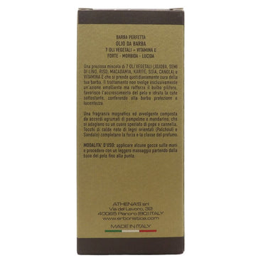 L'ERBORISTICA di Athena's, Olio Da Barba, 100% Naturale, 7 Oli Vegetali + Vit. E. Barba Perfetta, Forte, Morbida e Lucida 30ml