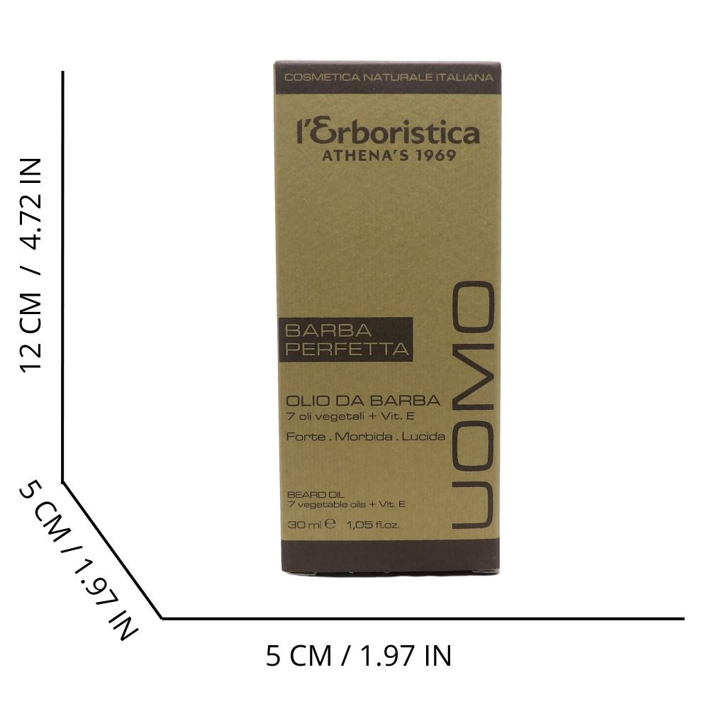 L'ERBORISTICA di Athena's, Olio Da Barba, 100% Naturale, 7 Oli Vegetali + Vit. E. Barba Perfetta, Forte, Morbida e Lucida 30ml