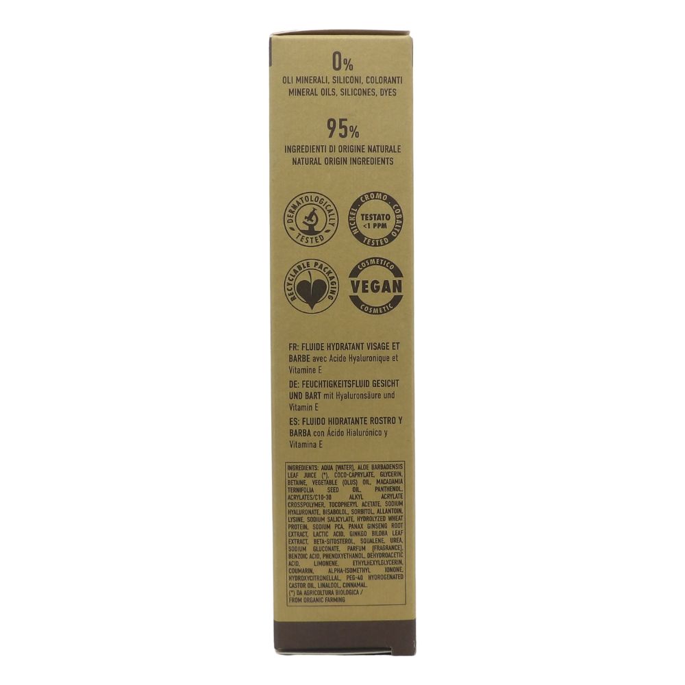 L'ERBORISTICA di Athena's, Fluido Idratante Viso & Barba, BARBA PERFETTA, Con Acido Ialuronico + Vitamina E 50ml