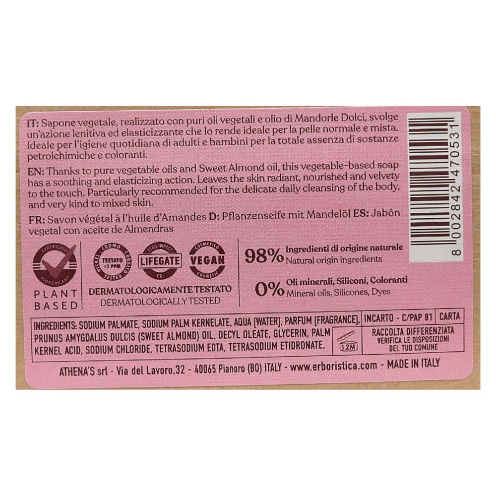 L'ERBORISTICA di Athena's, Saponetta Vegetale OLIO DI MANDORLE Lenitivo 100g