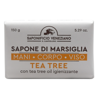 SAPONIFICIO VENEZIANO Sapone Solido Per Viso, Mani e Corpo, Arricchito Con Oli Essenziali. Senza Grassi Animali, Parabeni e Coloranti. Disponibile In Diverse Fragranze 150g (TEA TREE, Unità)