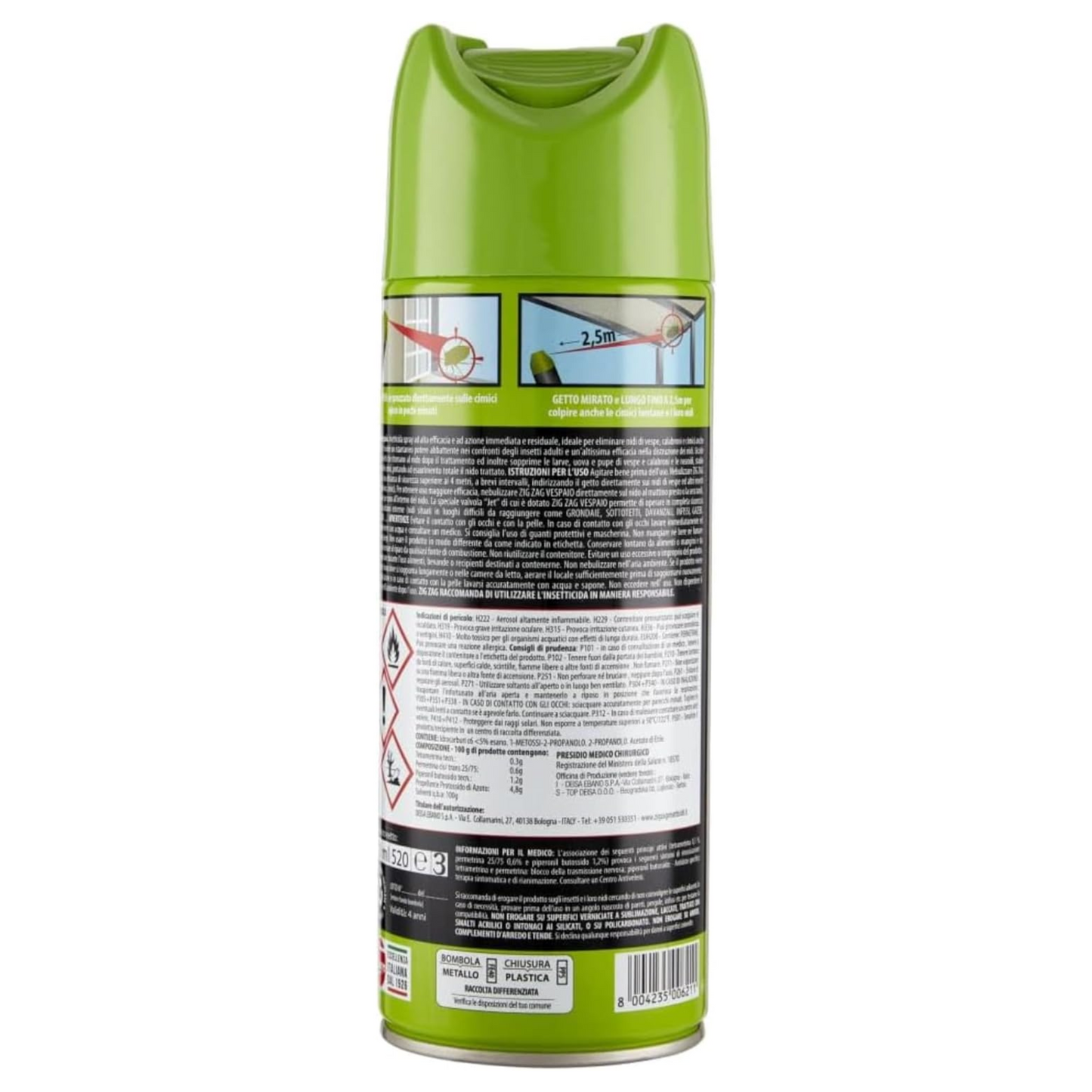 Zig Zag Insetticida Spray Inodore CIMICI. Ideale Contro Le Cimici e i Loro Nidi, Efficacia Fino a 2.5 m, Presidio Medico Chirurgico 300 ml