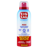 Zig Zag Repellente Spray Antizanzare Corpo, Max Insetti-via, Inodore. Repellente Per Zanzare, Zanzare Tigre, Zecche. Scorta Estate 200 ml