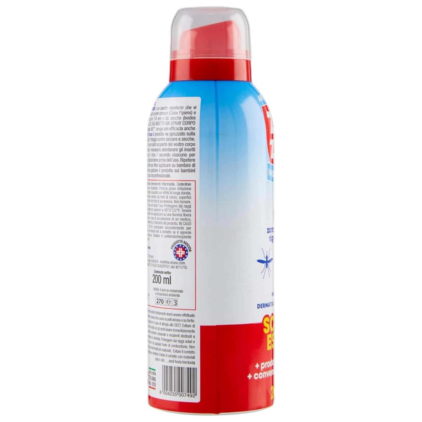 Zig Zag Repellente Spray Antizanzare Corpo, Max Insetti-via, Inodore. Repellente Per Zanzare, Zanzare Tigre, Zecche. Scorta Estate 200 ml