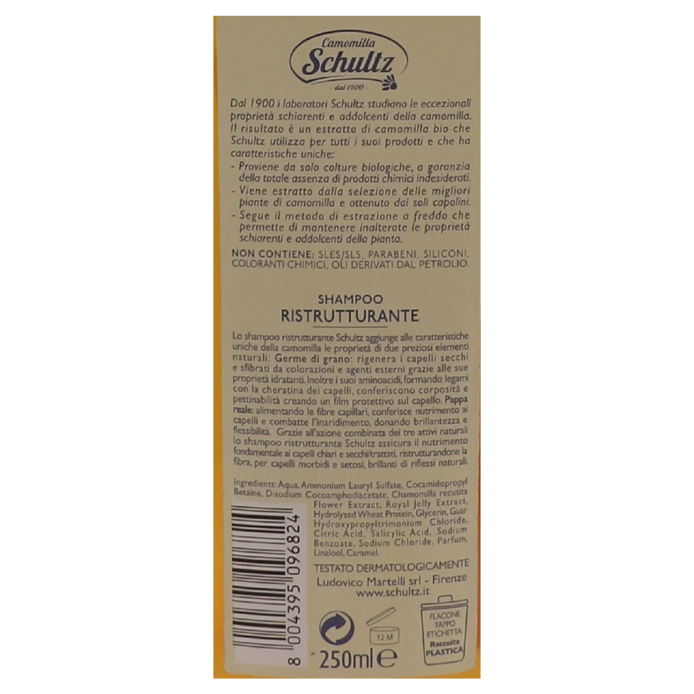 SCHULTZ Shampoo Ristrutturante, 100% Camomilla Bio - 250 ml