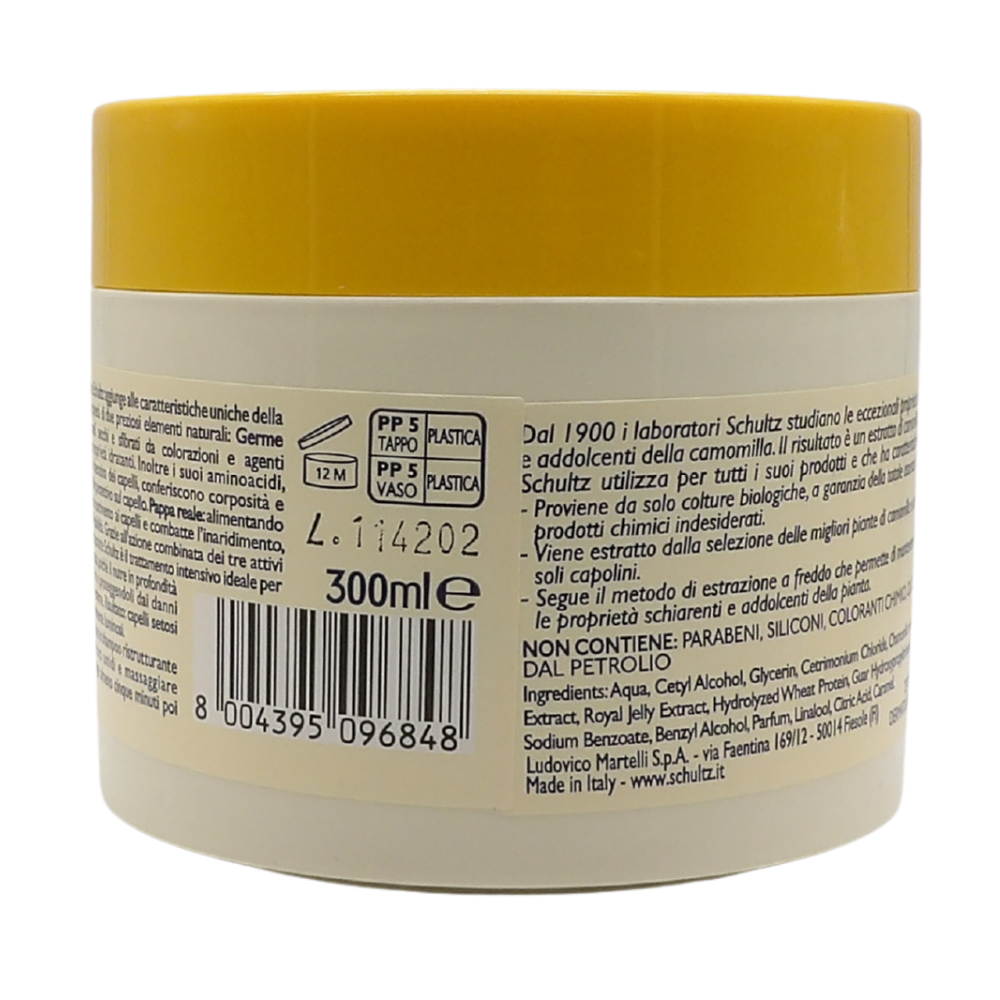 SCHULTZ Camomilla, Maschera Ristrutturante con Camomilla, Pappa Reale e Germe di Grano - 300 ml