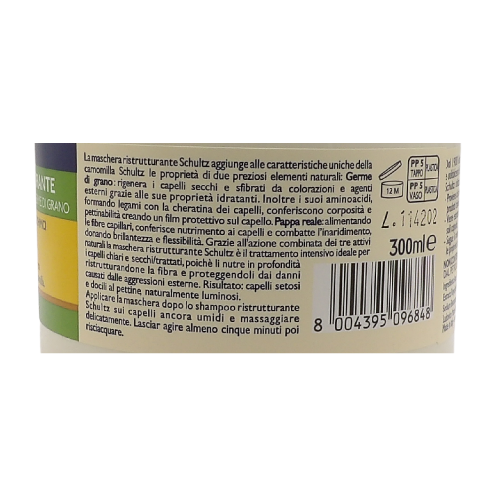 SCHULTZ Camomilla, Maschera Ristrutturante con Camomilla, Pappa Reale e Germe di Grano - 300 ml