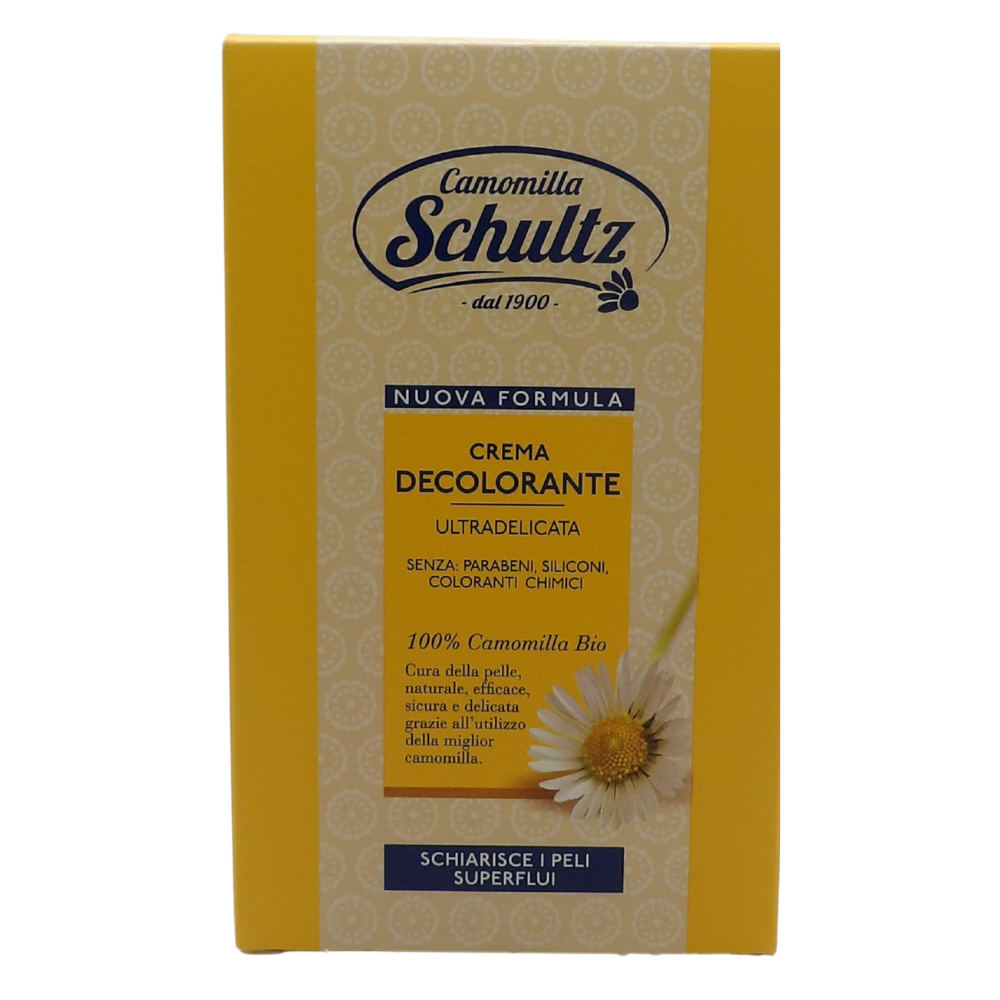 SCHULTZ Crema Decolorante Ultradelicata, 100% Camomilla Bio, Schiarisce i Peli Superflui, 50 + 25ml