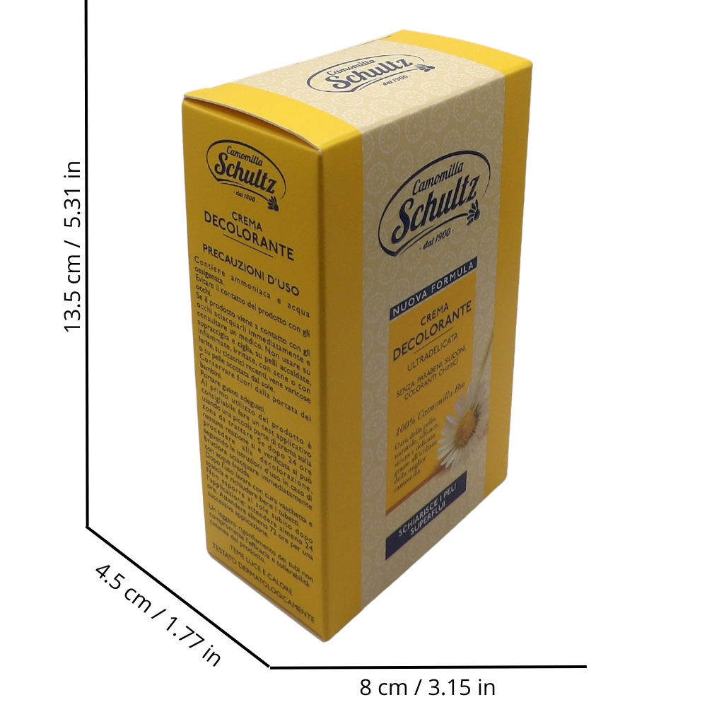SCHULTZ Crema Decolorante Ultradelicata, 100% Camomilla Bio, Schiarisce i Peli Superflui, 50 + 25ml