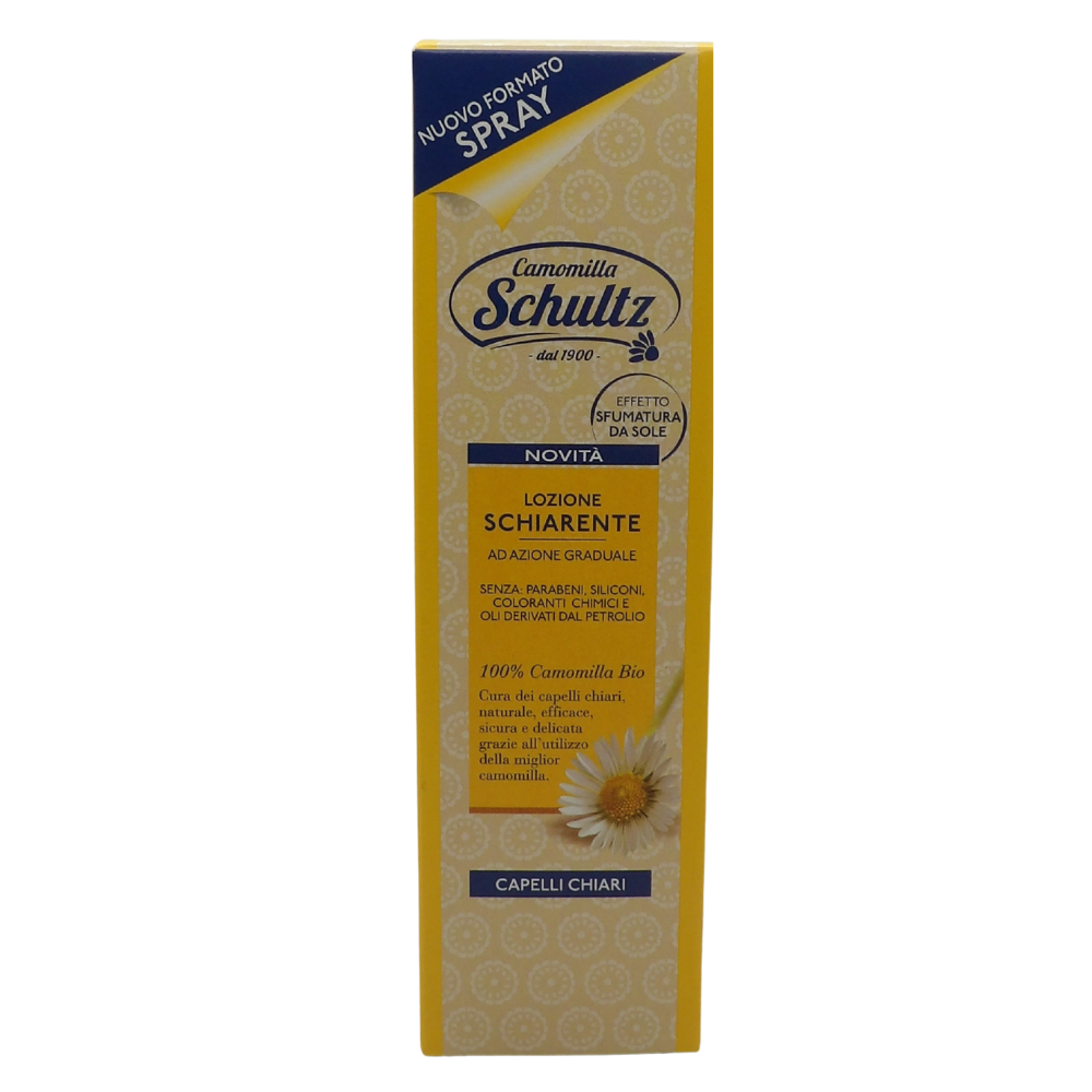 SCHULTZ Lozione Schiarente ad Azione Graduale, 100% Camomilla Bio per Capelli Chiari, 150ml
