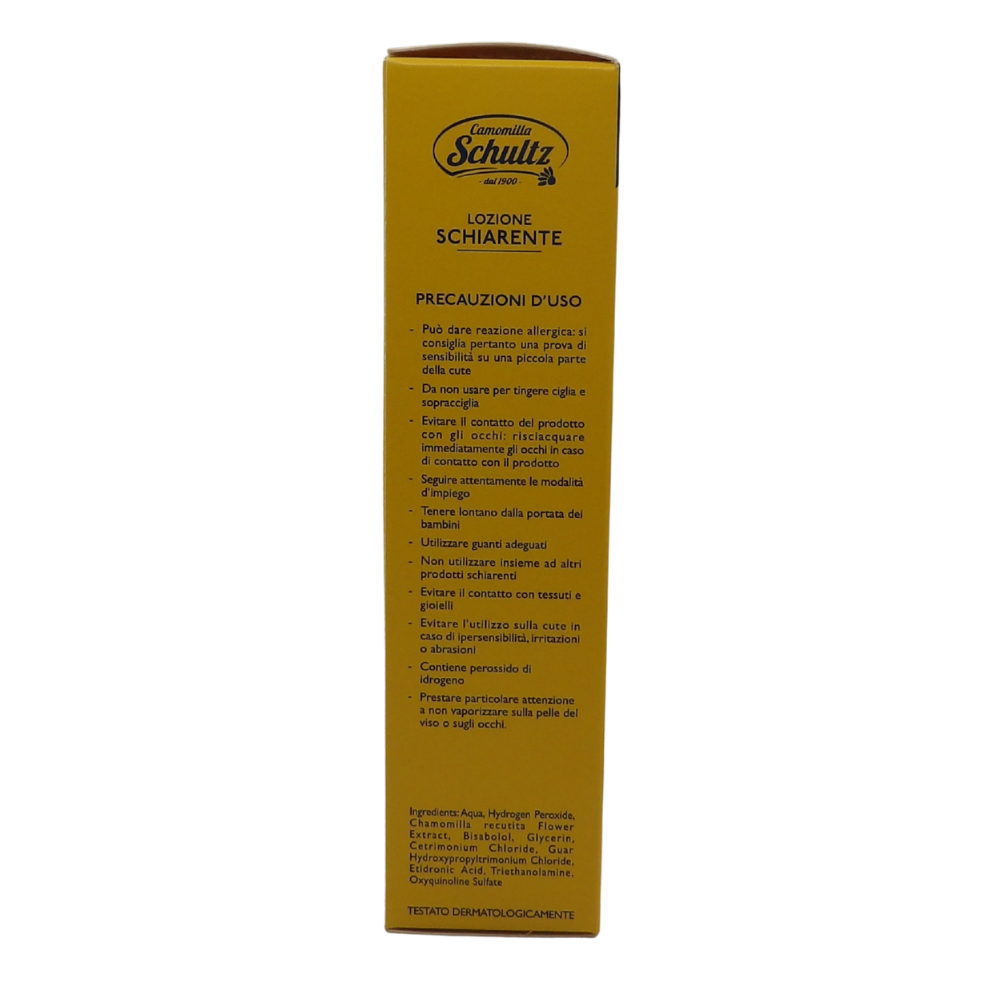 SCHULTZ Lozione Schiarente ad Azione Graduale, 100% Camomilla Bio per Capelli Chiari, 150ml
