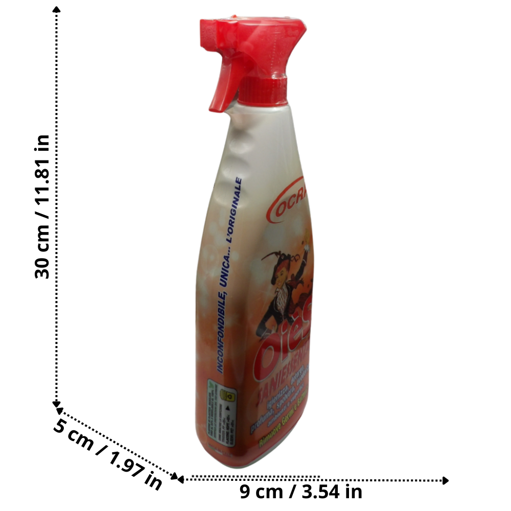 OIES Detergente Spray Igienizzante - ROSSA - Deterge, Profuma, Spolvera, Deodora Ambienti e Superfici. Rimuove Germi e Batteri 750ml
