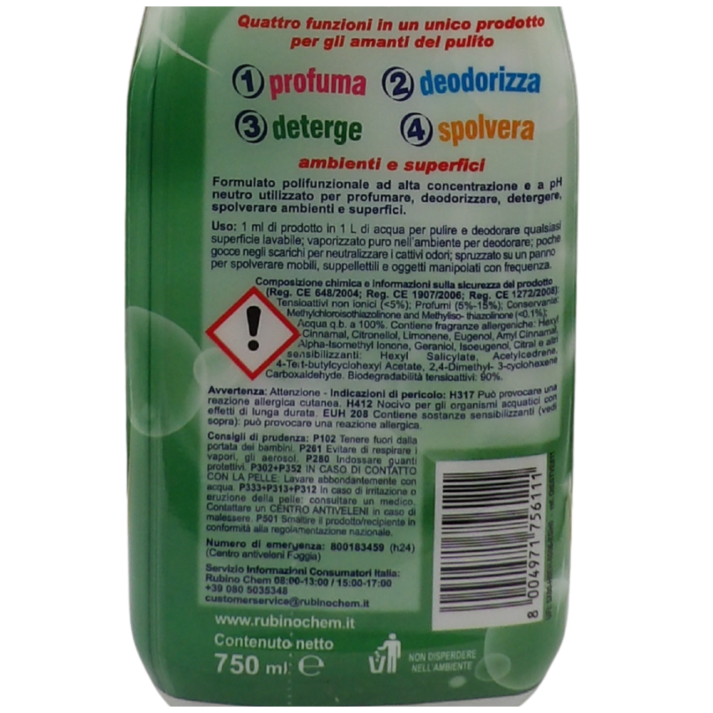 OIES Detergente Spray Sanissenza, Il Miglior Formulato Che Profuma, Igienizza e Spolvera Ambienti e Superfici. Rimuove Germi e Batteri. Disponibile In Varie Profumazioni 750ml VERDE