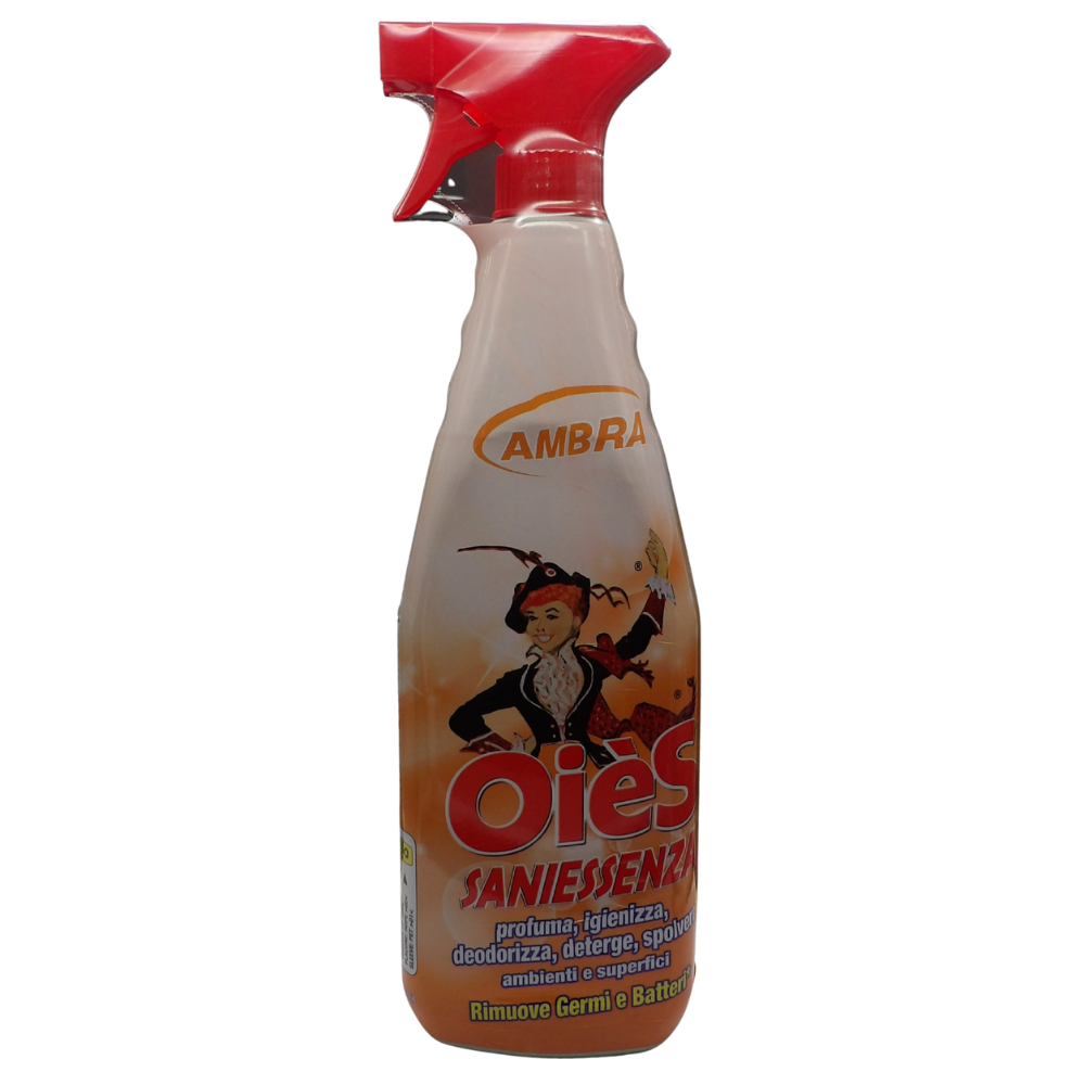 OIES Detergente Spray Essenza, Il Miglior Formulato Che Profuma, Igienizza e Spolvera Ambienti e Superfici. Rimuove Germi e Batteri. Disponibile In Varie Profumazioni 750ml AMBRA