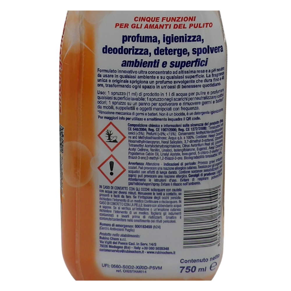 OIES Detergente Spray Essenza, Il Miglior Formulato Che Profuma, Igienizza e Spolvera Ambienti e Superfici. Rimuove Germi e Batteri. Disponibile In Varie Profumazioni 750ml AMBRA