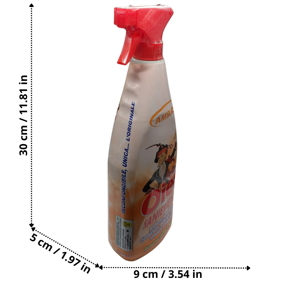 OIES Detergente Spray Essenza, Il Miglior Formulato Che Profuma, Igienizza e Spolvera Ambienti e Superfici. Rimuove Germi e Batteri. Disponibile In Varie Profumazioni 750ml AMBRA