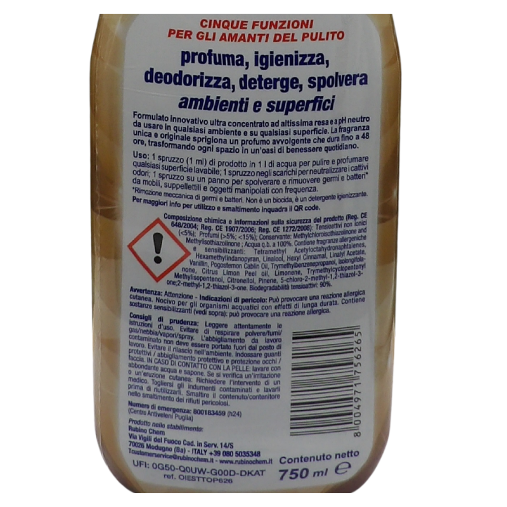 OIES Detergente Spray Sanissenza, Il Miglior Formulato Che Profuma, Igienizza e Spolvera Ambienti e Superfici. Rimuove Germi e Batteri. Disponibile In Varie Profumazioni 750ml TOPAZ