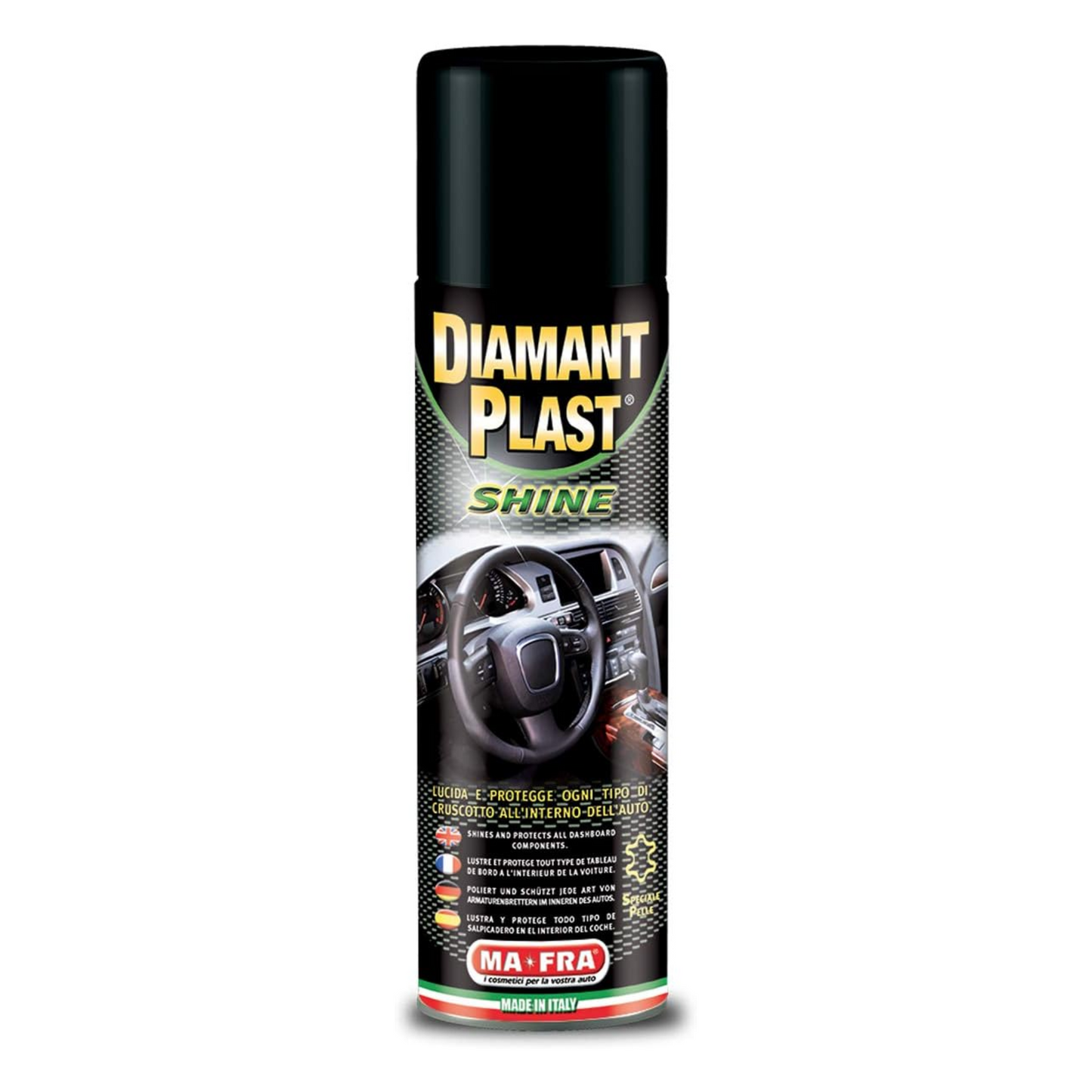 Ma-Fra, Diamant Plast Shine, 1133177 Pulitore Cruscotto Auto, Altamente Efficace, Effetto Lucido, 500ml