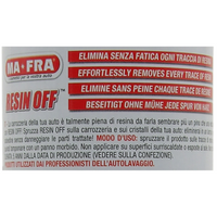 MA-FRA Bomboletta Spray RESIN OFF, Elimina Senza Fatica Ogni Traccia Di Resina Cristallizzata e Salsedine Dalla Carrozzeria, Senza Danneggiare Le Parti Trattate 250ml