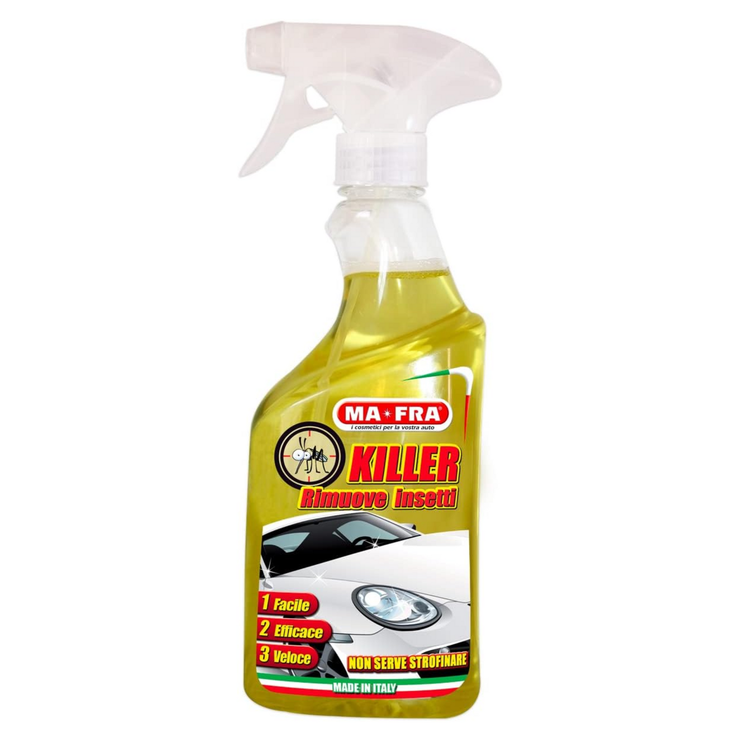 Ma-Fra, Killer, Detergente Spray per Auto, Elimina Macchie e Tracce di Insetti e Moscerini in modo Facile e Veloce Senza Strofinare, Formato da 500ml